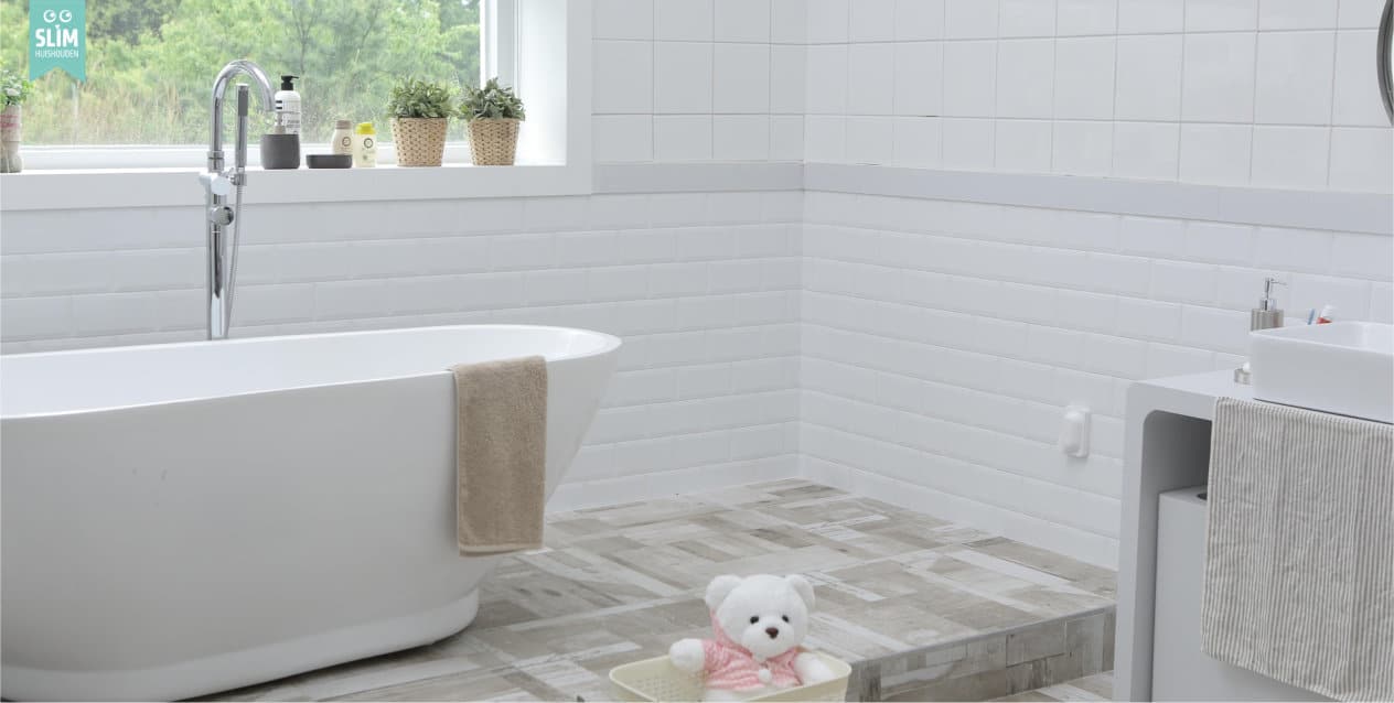 Blog Welke poetsklussen zijn er in de badkamer 2025 pixabay bathroom-1872193_1920 3 wekenschema week 10