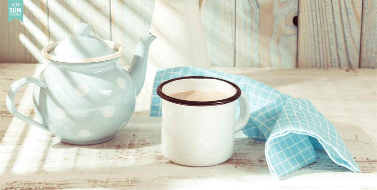 Lichtblauwe koffiepot beker koffie servet dt 71303308 3 wekenschema week 47