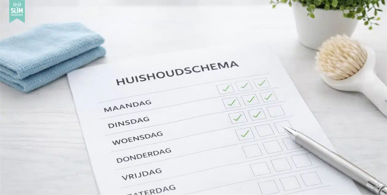 Huishoudschema met dagen van de week en afgevinkte hokjes