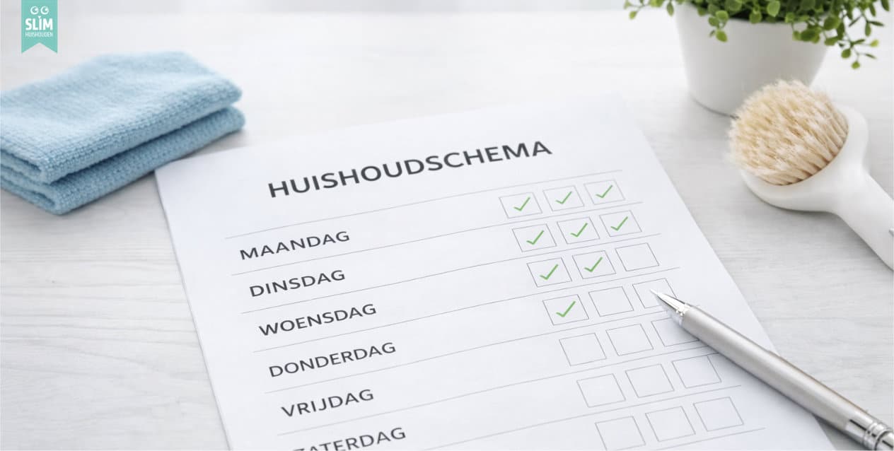 Huishoudschema met dagen van de week en afgevinkte taken